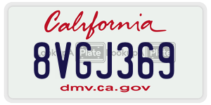 8VGJ369 license plate in California