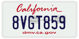 8VGT859 license plate in California