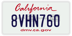 8VHN760  license plate in CA