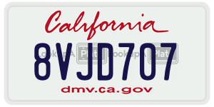 8VJD707 license plate in California