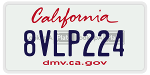8VLP224 license plate in California