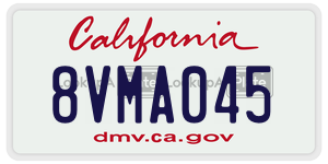 8VMA045  license plate in CA