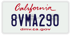 8VMA290  license plate in CA