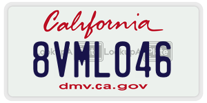 8VML046 license plate in California