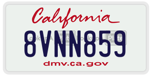 8VNN859  license plate in CA