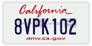 8VPK102  license plate in CA