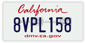 8VPL158 license plate in California