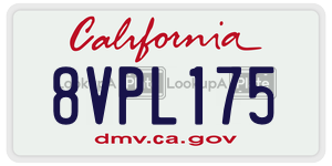 8VPL175 license plate in California