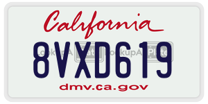 8VXD619 license plate in California