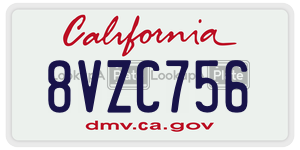 8VZC756 license plate in California