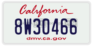 8W30466  license plate in CA