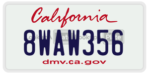 8WAW356  license plate in CA