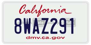 8WAZ291 license plate in California