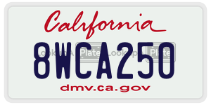 8WCA250 license plate in California