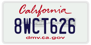 8WCT626  license plate in CA