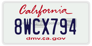8WCX794 license plate in California