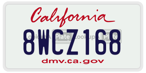 8WCZ168 license plate in California