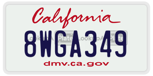 8WGA349 license plate in California