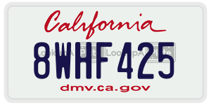 8WHF425 license plate in California