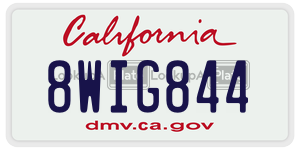 8WIG844 license plate in California