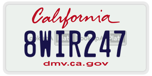 8WIR247  license plate in CA