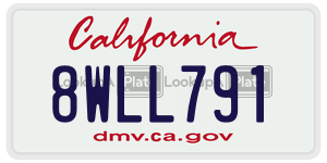 8WLL791 license plate in California