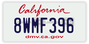 8WMF396 license plate in California