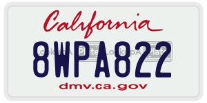 8WPA822  license plate in CA