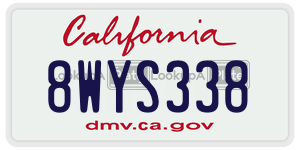 8WYS338 license plate in California