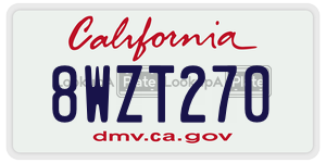 8WZT270 license plate in California