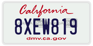 8XEW819 license plate in California