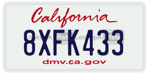 8XFK433 license plate in California