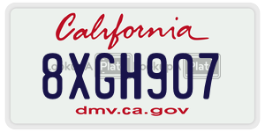 8XGH907 license plate in California