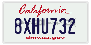 8XHU732 license plate in California