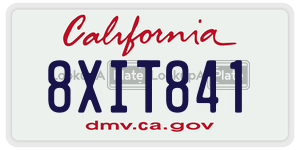 8XIT841 license plate in California