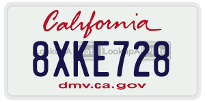 8XKE728 license plate in California