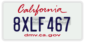 8XLF467  license plate in CA