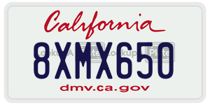 8XMX650 license plate in California