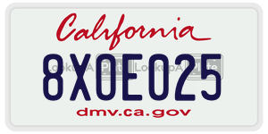 8XOE025 license plate in California