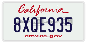 8XQE935 license plate in California