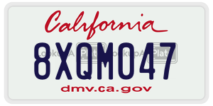 8XQM047 license plate in California