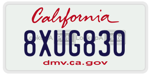 8XUG830 license plate in California