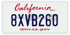 8XVB260 license plate in California
