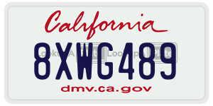 8XWG489 license plate in California