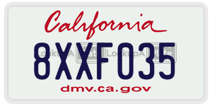8XXF035 license plate in California