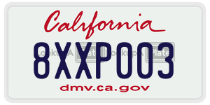 8XXP003  license plate in CA