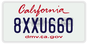 8XXU660  license plate in CA