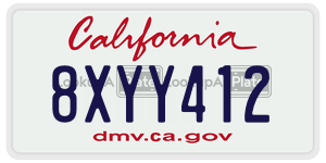 8XYY412 license plate in California