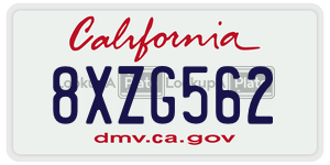8XZG562 license plate in California