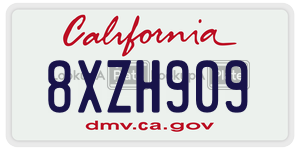 8XZH909 license plate in California